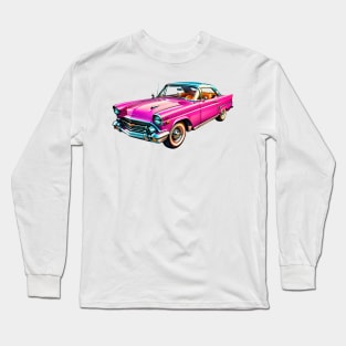 Colored Classic Car Design in Vibrant Vector Style Long Sleeve T-Shirt